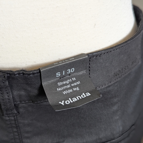 Noisy May Black Wide Leg Waxed Cargo Pants Utility Tactical NWT New With Tags - Picture 9 of 13